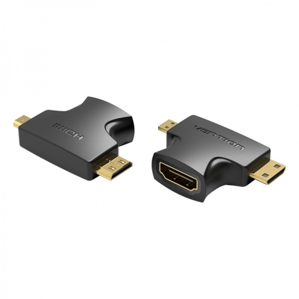 Thumbnail-Vention Adaptador HDMI Fêmea para Micro HDMI Macho – Mini HDMI Macho – Cor Preto