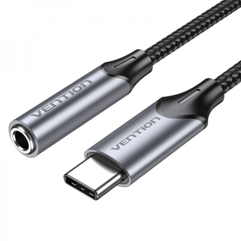 Thumbnail-Vention Adaptador Áudio Jack 3,5mm Fêmea para USB-C – 0,10m – Cor Cinza