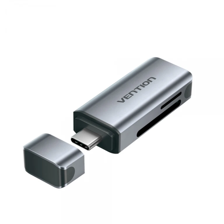 Thumbnail-Vention Leitor de cartões USB-C para SD/TF 2 em 1 Dual Drive – Cinza Alumínio