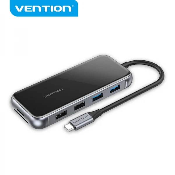 Thumbnail-Vention Docking Station 10 em 1 USB-C para HDMI 4K/VGA/2xUSB2.0/2xUSB3.0/RJ45/Leitor SD/MicroSD/PD100W – 0,15m – Cor Cinza