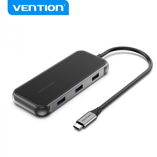 Thumbnail-Vention Docking Station 7 em 1 USB-C para HDMI 4K/VGA/USB3.0x3/RJ45/PD – 0,15m – Cor Cinza Espelho