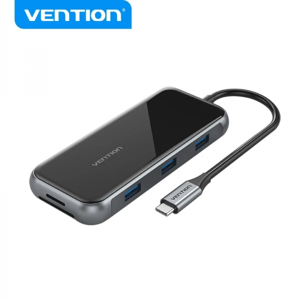 Thumbnail-Vention Docking Station 9 em 1 USB-C para HDMI 4K/USB3.0x3/RJ45/SD/TF/TRRS 3,5mm/PD – 0,15m – Cor Cinza Espelho