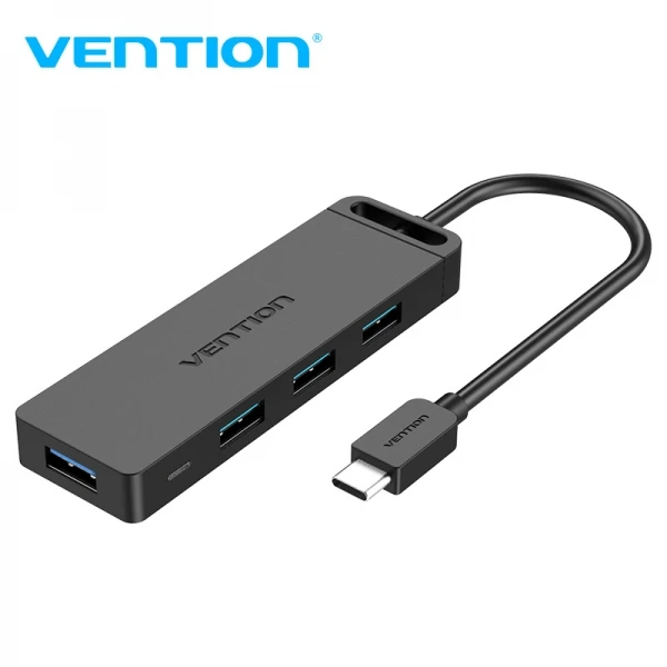 Thumbnail-Vention HUB 5 em 1 USB-C para 4xUSB 3.0 com Alimentação – 1m – Cor Preto