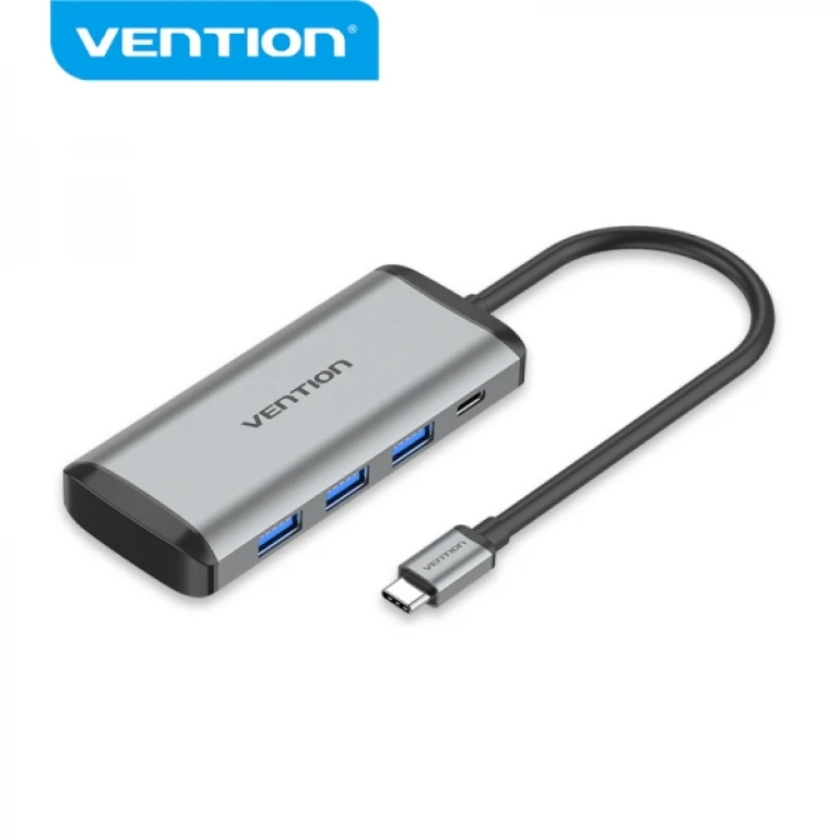 Thumbnail-Vention HUB 6 em 1 USB-C para 3xUSB3.0/TF/SD/PD – 0,15m – Cinza Alumínio