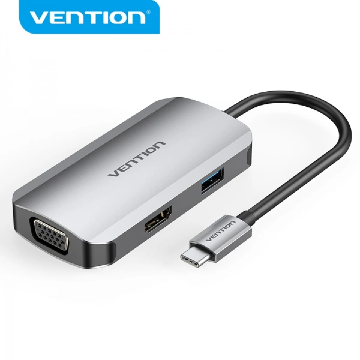 Thumbnail-Vention Docking Station 4 em 1 USB-C para HDMI/VGA/USB3.0/PD100W – 0,15m – Cor Cinza