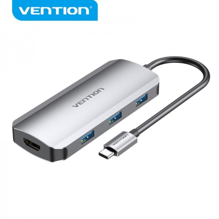 Thumbnail-Vention Docking 5 em 1 USB-C para HDMI 4K/3xUSB3.0/PD100W – 0,15m – Cor Cinza