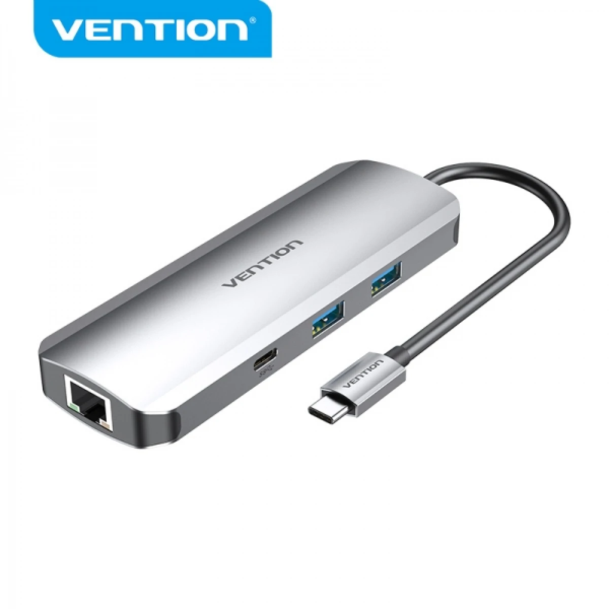 Thumbnail-Vention Docking Station 9 em 1 USB-C para HDMI 4K/2xUSB3.0/USB-C Gen1/RJ45/TF/SD Reader/Jack Audio/PD100W – 0,15m – Cor Cinza