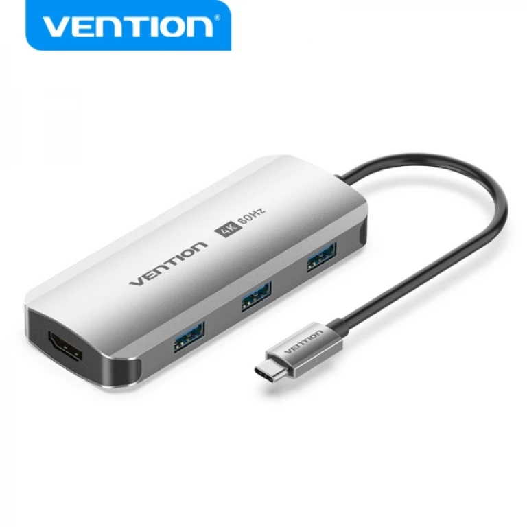 Thumbnail-Vention Docking Station 5 em 1 USB-C para HDMI/3xUSB3.0/PD – 0,15m – Cinza Alumínio