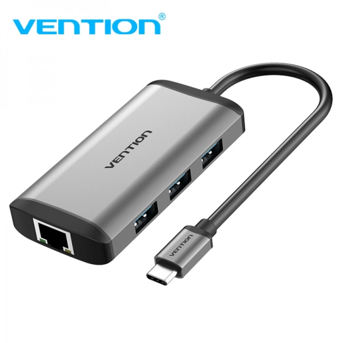 Thumbnail-Vention Docking Station 6 em 1 USB-C para HDMI 4K/3xUSB3.0/RJ45/PD87W – 0,15m – Cor Cinza