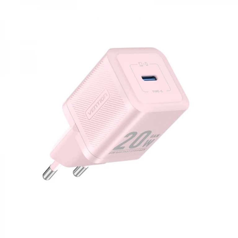 Thumbnail-Vention Carregador de Parede GaN USB-C 20W – Quick Charge EU – Cor Rosa