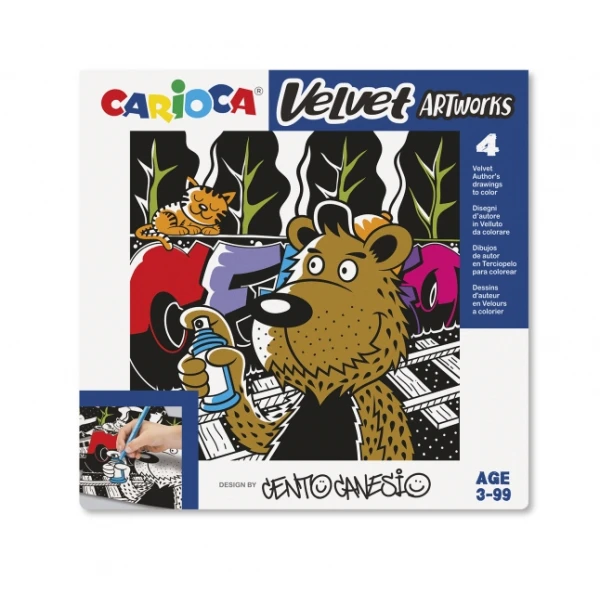 Thumbnail-Carioca Velvet Centograffiti Pacote com 4 Ilustrações de Veludo para Colorir – Textura Suave – Desenvolver Destreza e Criatividade – Colaboração com Cento Canesio – Várias Cores