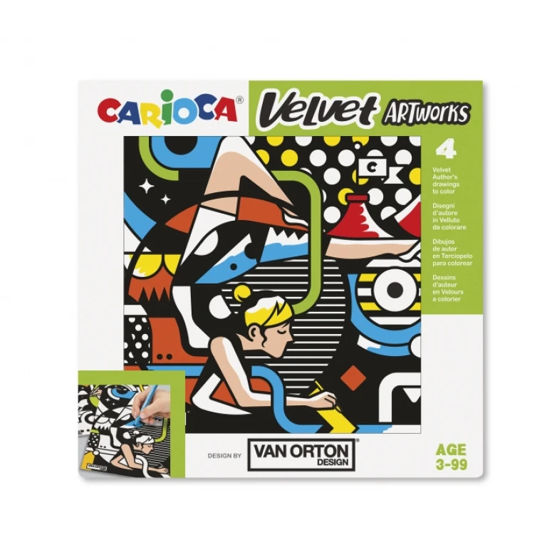 Thumbnail-Pacote Veludo Carioca Van Orton Street Pacote de 4 Ilustrações em Veludo para Colorir – Textura Suave – Desenvolver Destreza e Criatividade – Colaboração com Van Orton Design – Várias Cores