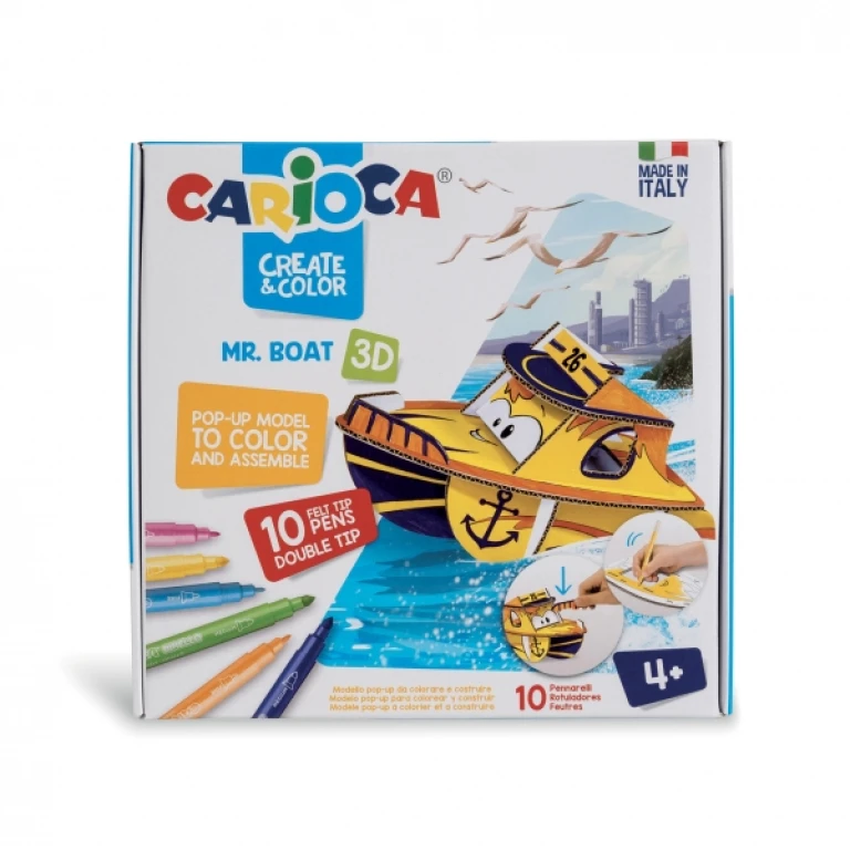 Thumbnail-Carioca Pop-Up Pacote de 10 Marcadores Superlaváveis – Ponta Dupla – Fina e Média – para Colorir e Construir – Criar & Colorir Transportes Mr. Barco 3D – Várias cores