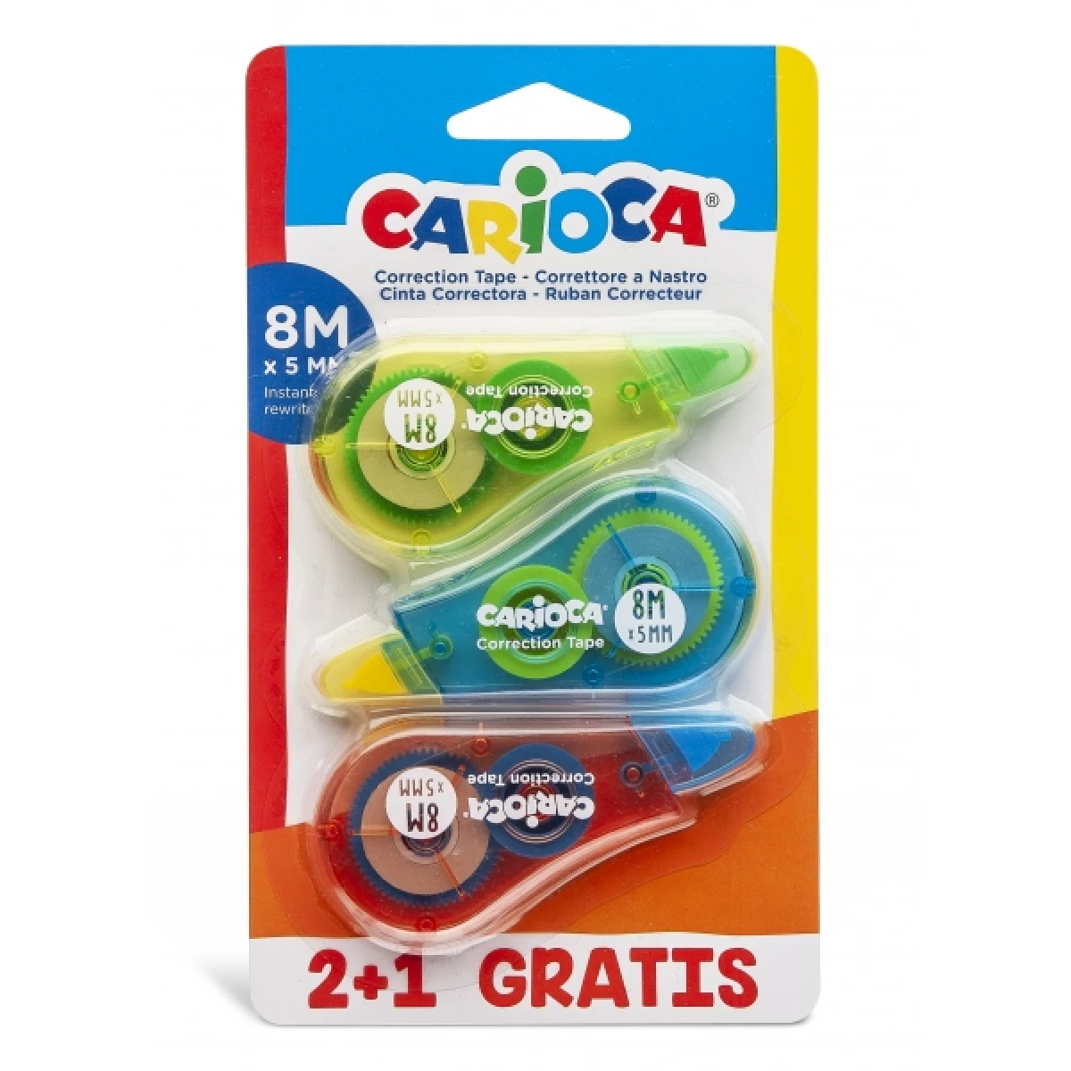 Thumbnail-Pack Fita Corretora Carioca 2+1 – Capa – Se Puede Volver a Escribir Enseguida – Ideal para Qualquer Tipo de Papel – Várias Cores