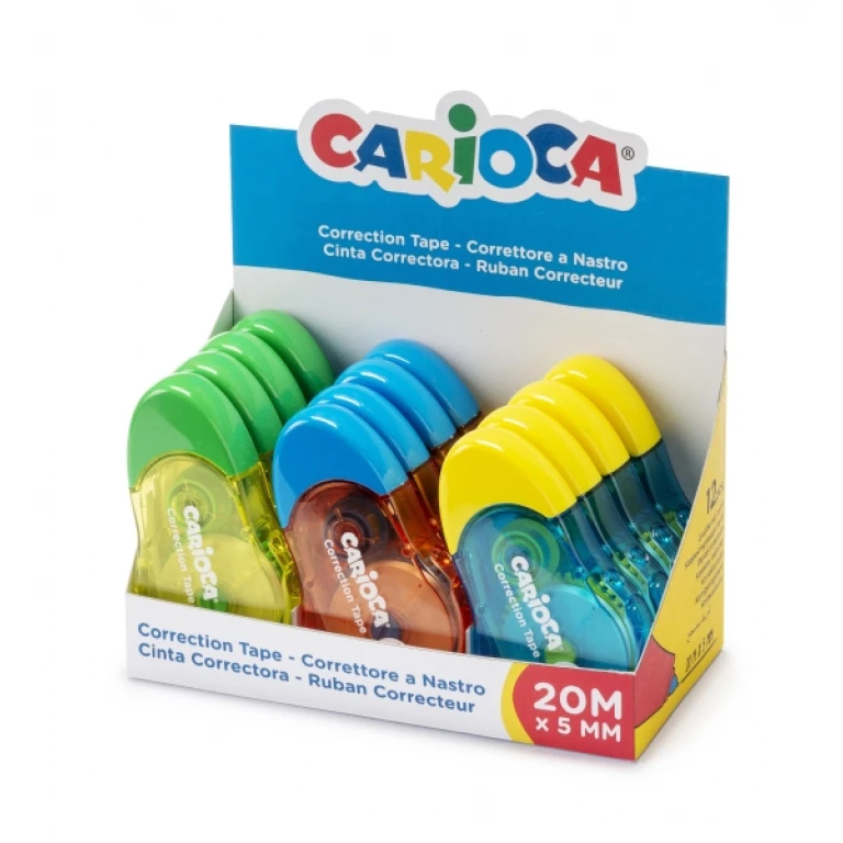 Thumbnail-Fita Carioca Expositora de 12 Fitas Corretoras – 20mx5mm – Capa – Se Puede Volver a Escribir Enseguida – Ideal para Cualquier Tipo de Papel – Várias Cores