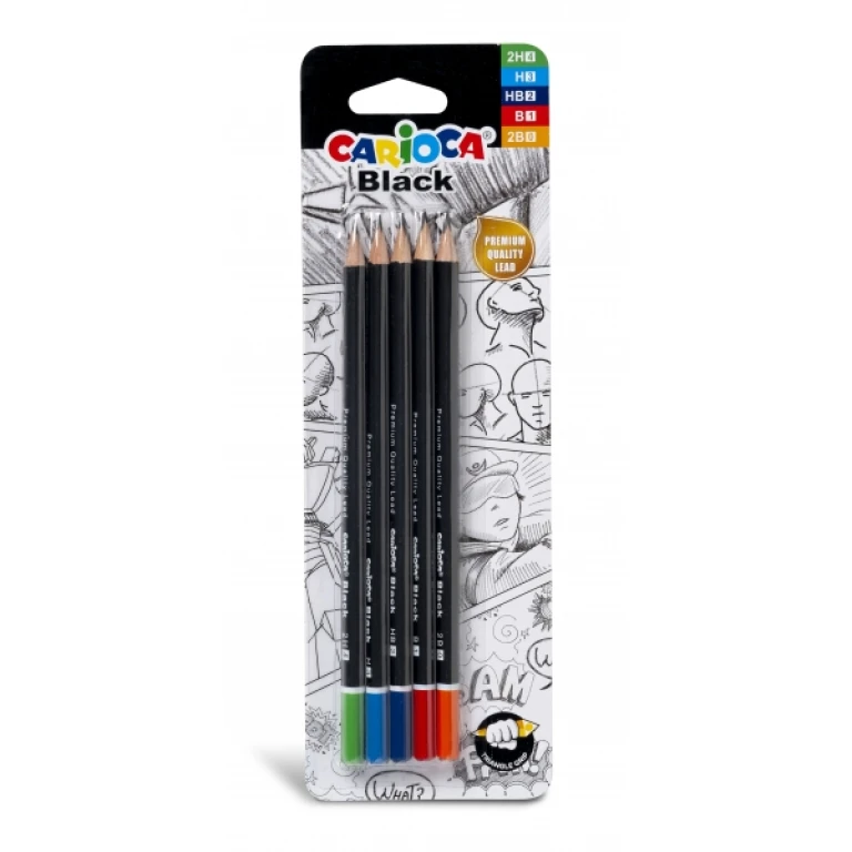 Thumbnail-Carioca Black Pacote com 5 Lápis Grafite – Ponta Fácil de Apagar e Remover – Corpo Triangular Agradável ao Toque – Chumbo Resistente a Quedas – Cor Preto