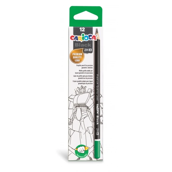 Thumbnail-Carioca Black Pacote com 12 Lápis Grafite 2H – Ponta fácil de apagar e remover – Corpo triangular – Mina resistente a quedas – Ideal para escola e escritório – Cor preta