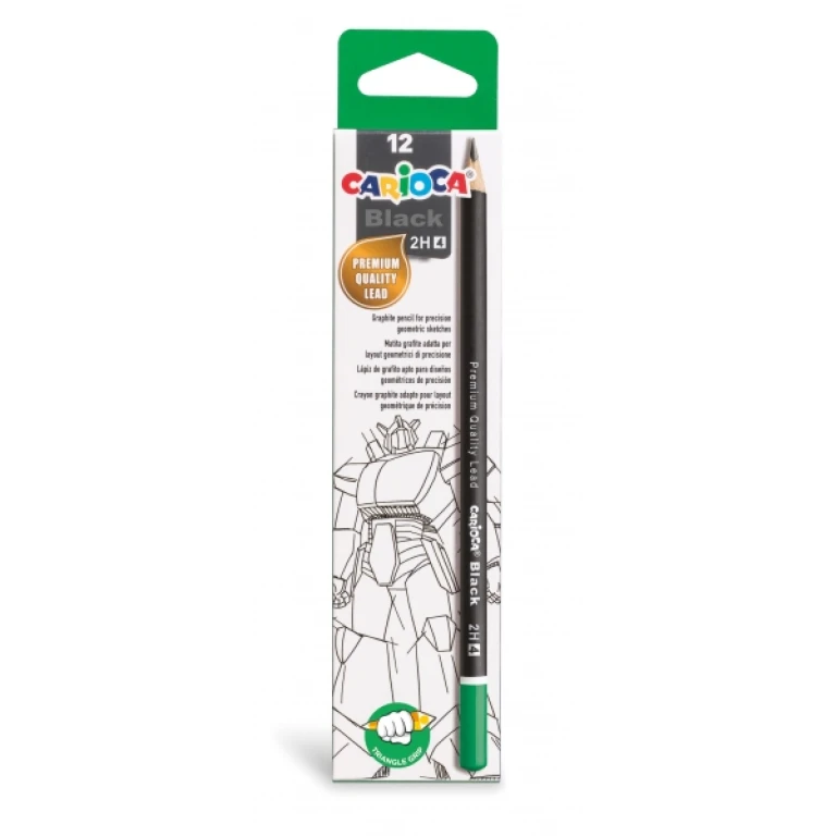 Thumbnail-Carioca Black Pacote com 12 Lápis Grafite 2H – Ponta fácil de apagar e remover – Corpo triangular – Mina resistente a quedas – Ideal para escola e escritório – Cor preta