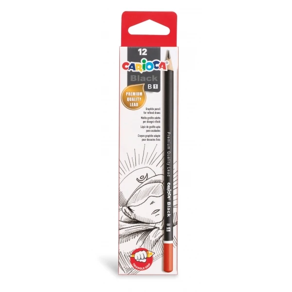 Thumbnail-Carioca Black B Pacote de 12 Lápis Grafite – Ponta Fácil de Apagar e Remover – Corpo Triangular Agradável ao Toque – Chumbo Resistente a Quedas – Cor Preto