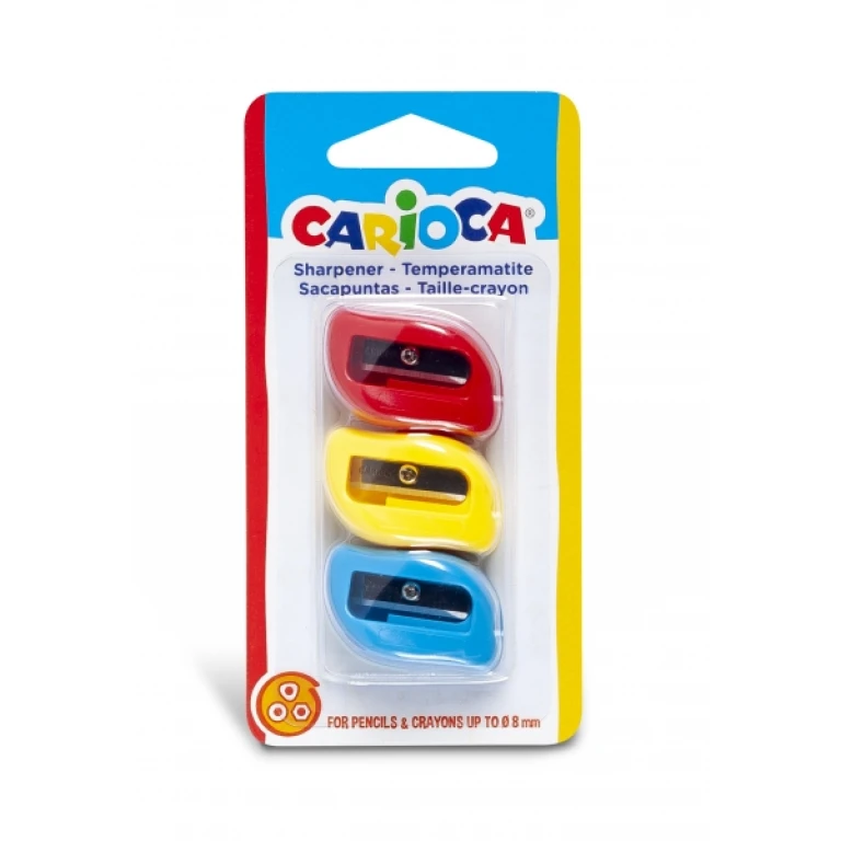 Thumbnail-Carioca Pack 3 Apontadores de Lápis Coloridos com 1 Furo – Indicados para Lápis/Estojos Triangulares, Redondos e Hexagonais – Parafuso de Segurança na Lâmina – Várias Cores