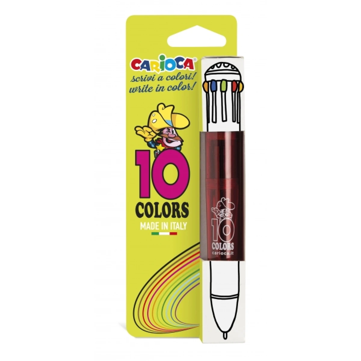 Thumbnail-Carioca Boligrafo de 10 Cores Fluo – Caneta Esferográfica com Ponta Automática – 10 Cores em Uma Única Caneta – Ponta Ø 1mm – Várias Cores