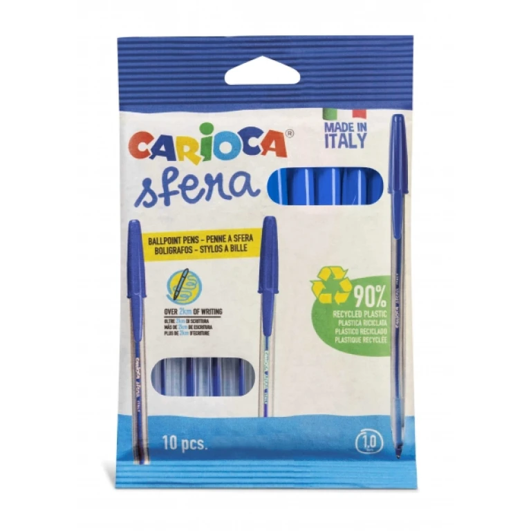 Thumbnail-Carioca Sfera Flowpack Pacote com 10 Canetas – Ponta Ø 1mm – Tampa e Tinta Cor Verso – Escrita Super Escorregadia – Pacote de Papel – Cor Azul