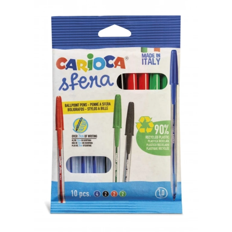 Thumbnail-Carioca Sfera Flowpack Pacote com 10 Canetas Esferográficas – Ponta Ø 1mm – Tampa e Tinta Cor Verso – Escrita Super Escorregadia – Pacote de Papel – Várias Cores