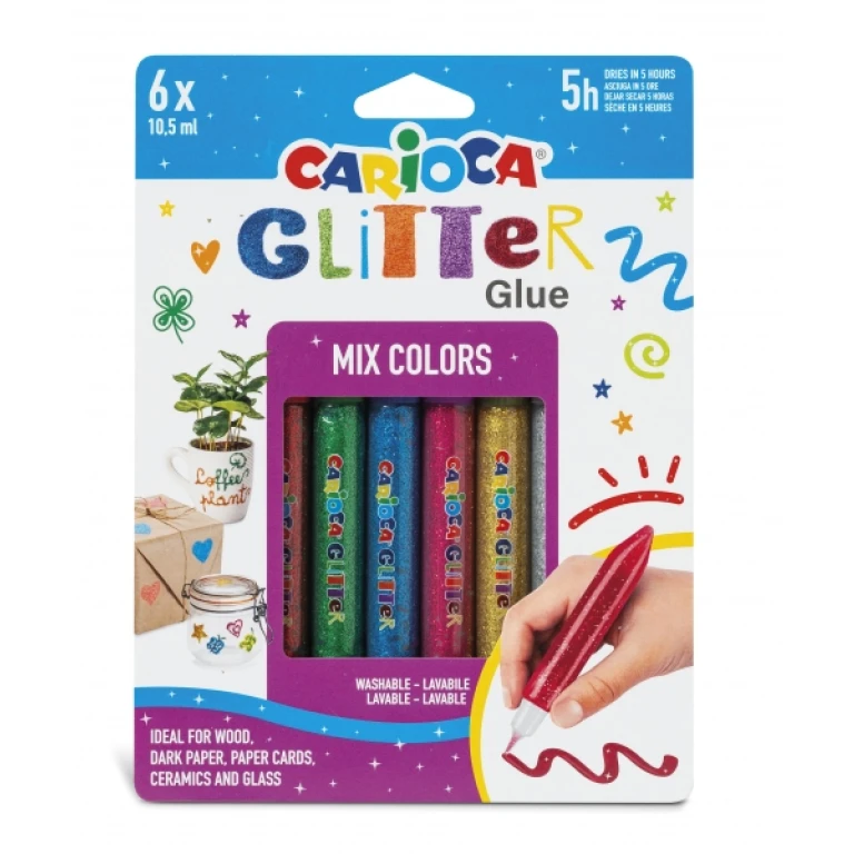 Thumbnail-Cola Glitter Carioca Multiglitter Blister de 6 Tubos de Cola Coloridos – para Decorar com Efeito Glitter – Aplicar Direto na Superfície – Seca em 30 Minutos – Cores Diversas