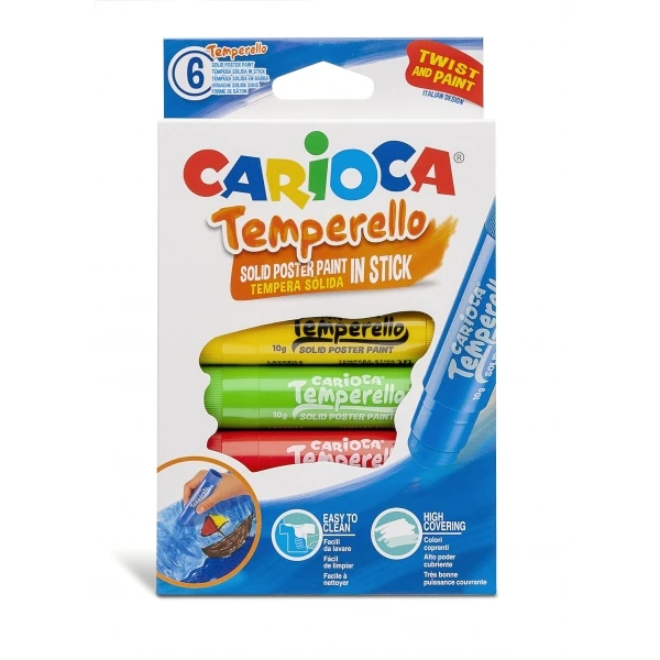 Thumbnail-Temperello Carioca Pacote com 6 têmperas sólidas – Cores vivas e laváveis – Ótima cobertura – Fácil de misturar – Acabamento acetinado – Secagem rápida – Não amassa o papel – Várias cores