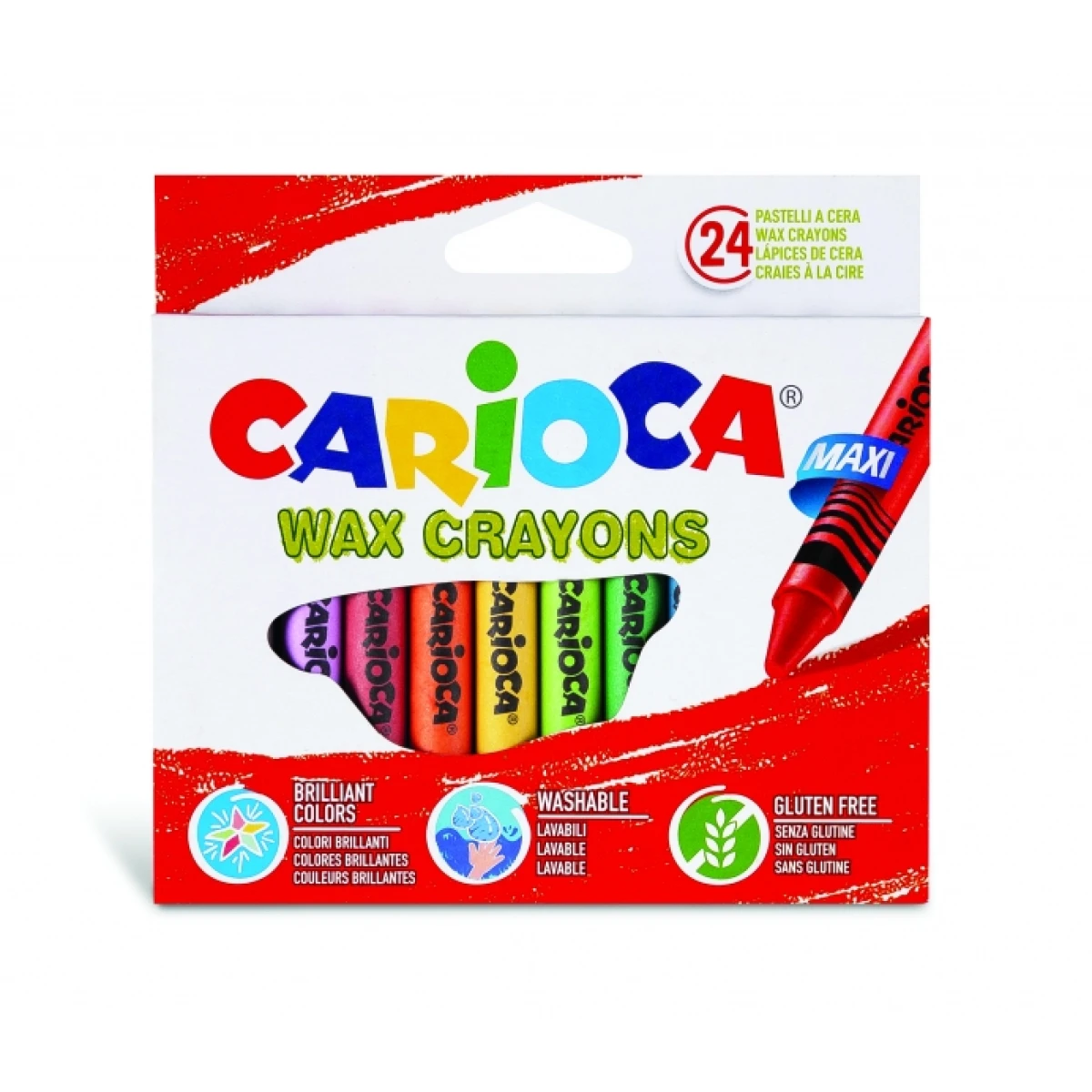 Thumbnail-Carioca Maxi Pack de 24 Ceras – Cores Brilhantes – Lavável – Corpo Ø 12mm – Várias Cores