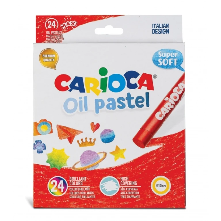 Thumbnail-Pacote Carioca de 24 Pastéis Óleo – Cores Brilhantes – Lavável – Resistente à Luz – Revestimento – Fácil de Misturar – Maxi Cuerpo – Uso em Papel, Papelão, Tecido e Madeira – Cores Diversas