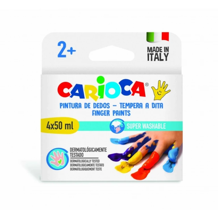 Thumbnail-Carioca Temperas Dedo 50ml Pacote com 4 Botas para Pintura a Dedo – Projetada para os mais pequenos – Lavável de Pele e Tecidos – Atóxica e inodora – Máxima Criatividade e Diversão – Várias Cores