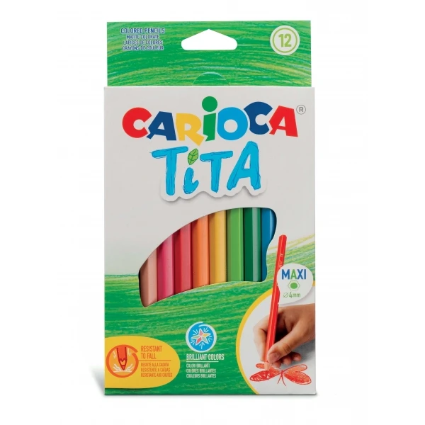 Thumbnail-Carioca Tita Maxi Pacote de 12 Lápis de Resina – Cores Brilhantes e Laváveis – Escrita Suave – Chumbo Ø 4mm Seguro e Resistente – Não Lasca se Quebrado – Várias Cores