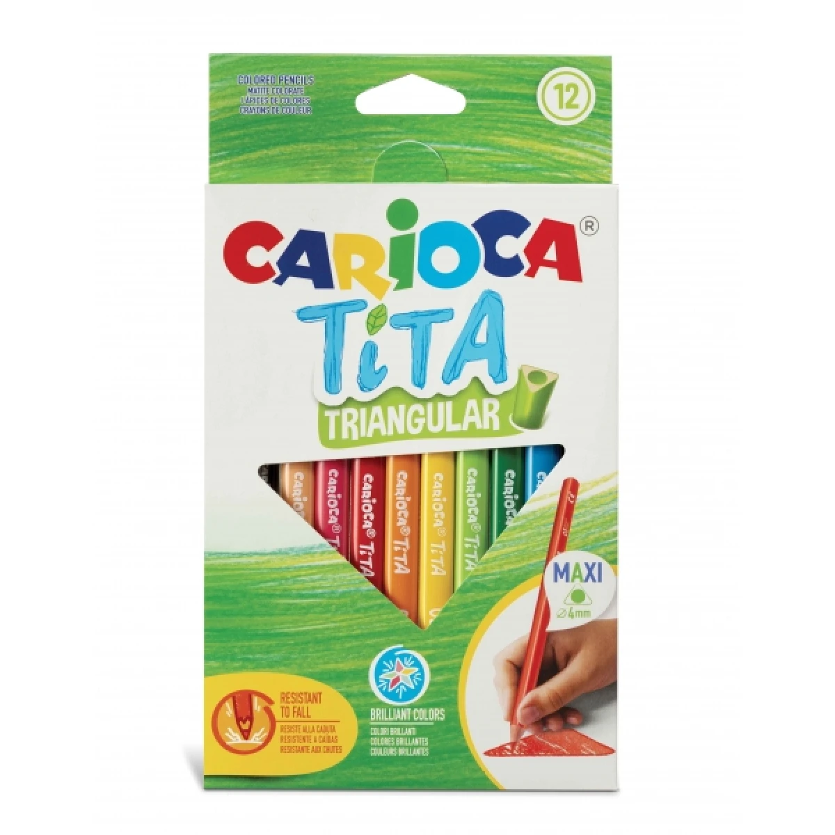 Thumbnail-Carioca Tita Pacote de 12 Lápis de Resina – Corpo Triangular – Cores Brilhantes e Laváveis – Escrita Suave – Chumbo Ø 4mm Seguro e Resistente – Não Lasca – Várias Cores