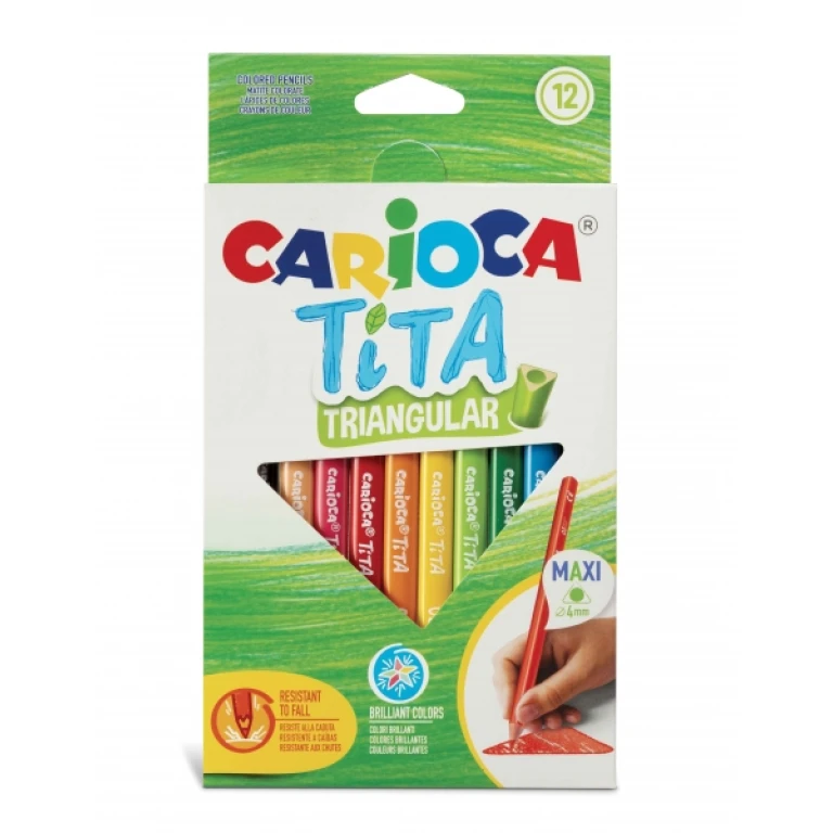 Thumbnail-Carioca Tita Pacote de 12 Lápis de Resina – Corpo Triangular – Cores Brilhantes e Laváveis – Escrita Suave – Chumbo Ø 4mm Seguro e Resistente – Não Lasca – Várias Cores