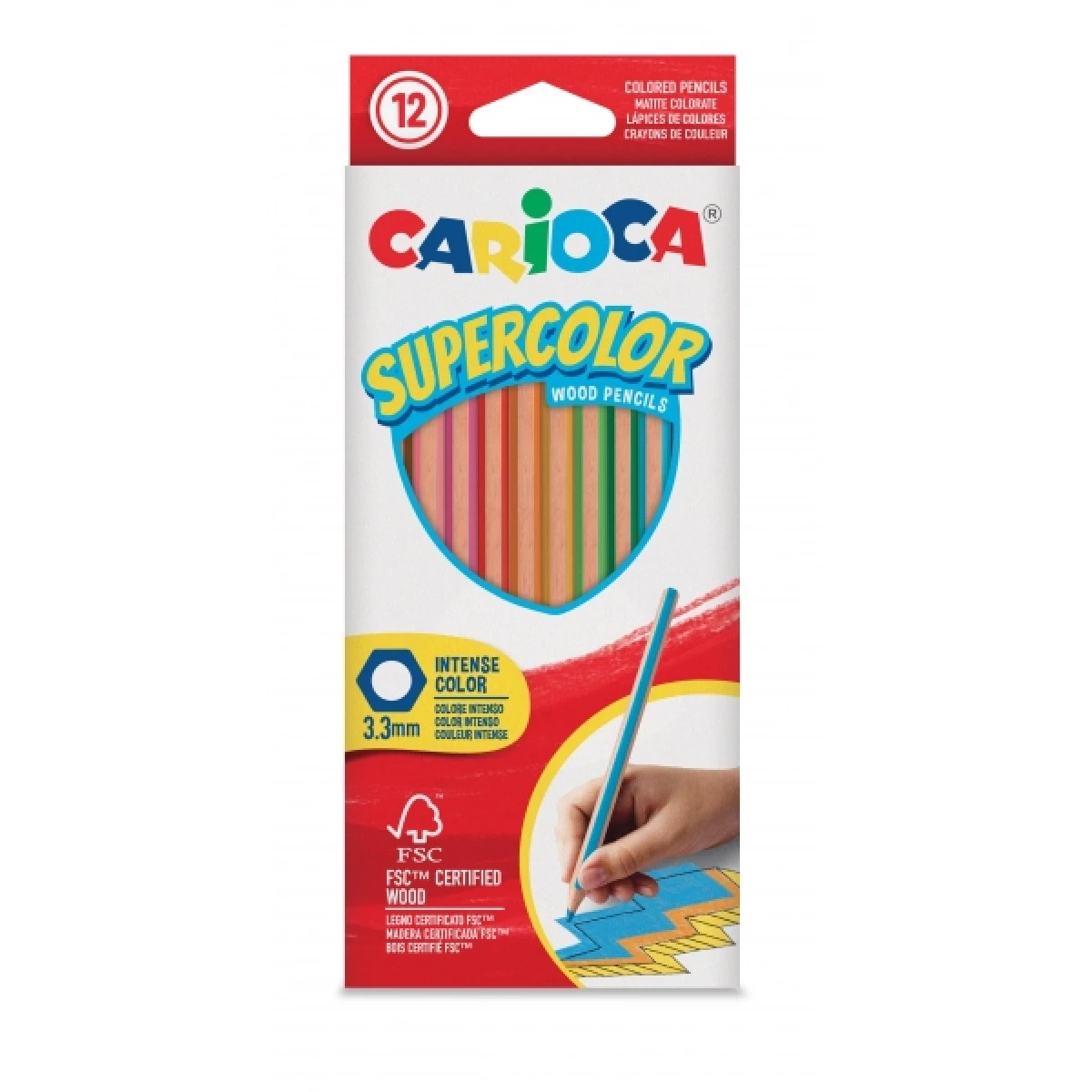 Thumbnail-Carioca Supercolor Pacote com 12 Lápis de Madeira – Corpo Hexagonal – Cores Intensas e Alta Opacidade – Espessura 3,3mm – Cores Diversas