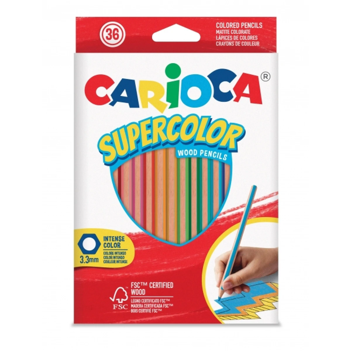 Thumbnail-Carioca Supercolor Pacote com 36 Lápis de Madeira – Corpo Hexagonal – Cores Intensas e Ótima Opacidade – Espessura 3,3mm – Cores Diversas