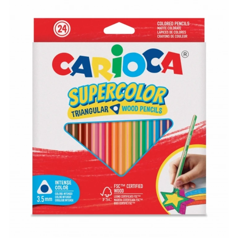 Thumbnail-Carioca Supercolor Pacote com 24 Lápis de Madeira – Corpo Triangular – Cores Intensas e Alta Opacidade – Apontador 3,5mm – Várias Cores