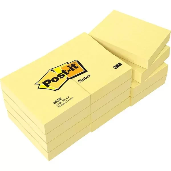 Thumbnail-Post-it Pack de 12 Blocos de 100 Notas Autoadesivas Removíveis Amarelo Canário 38x51mm – Papel com Certificação PEFC – 7100172745 – Cor Amarillo Claro