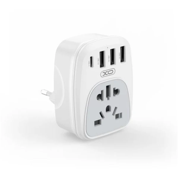 Thumbnail-Adaptador de Plug Internacional XO – Potência 2500W – USBx3 + USB-C – Cor Branco