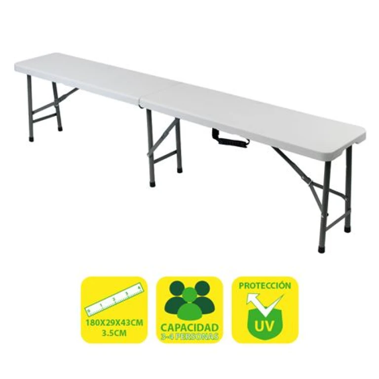 Thumbnail-Banco Dobrável em Resina Sungarden 180x29x43cm 3,5cm – Cor Branco