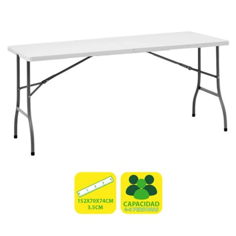 Thumbnail-Mesa Dobrável em Resina Sungarden 152x70x74cm 3,5cm – Cor Branco