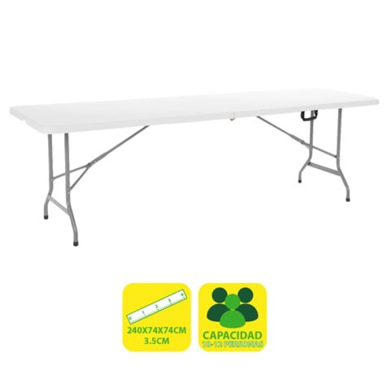 Thumbnail-Mesa Dobrável em Resina Sungarden 240x74x74cm 3,5cm – Cor Branco