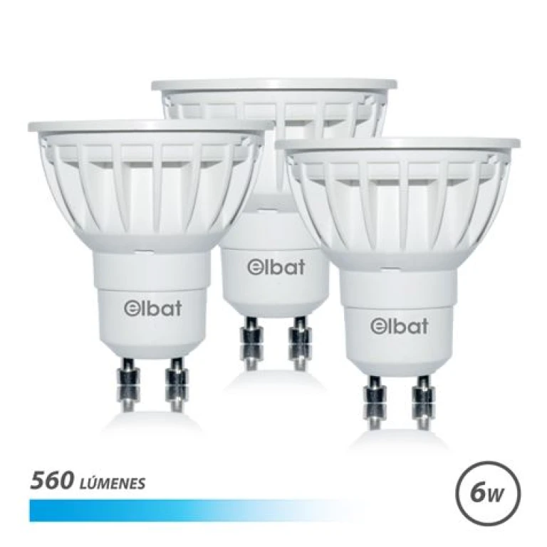 Thumbnail-Elbat Pack 3 Lâmpadas LED Gu10 – 6W – 560Lm – Luz Fresca – Cor Branca