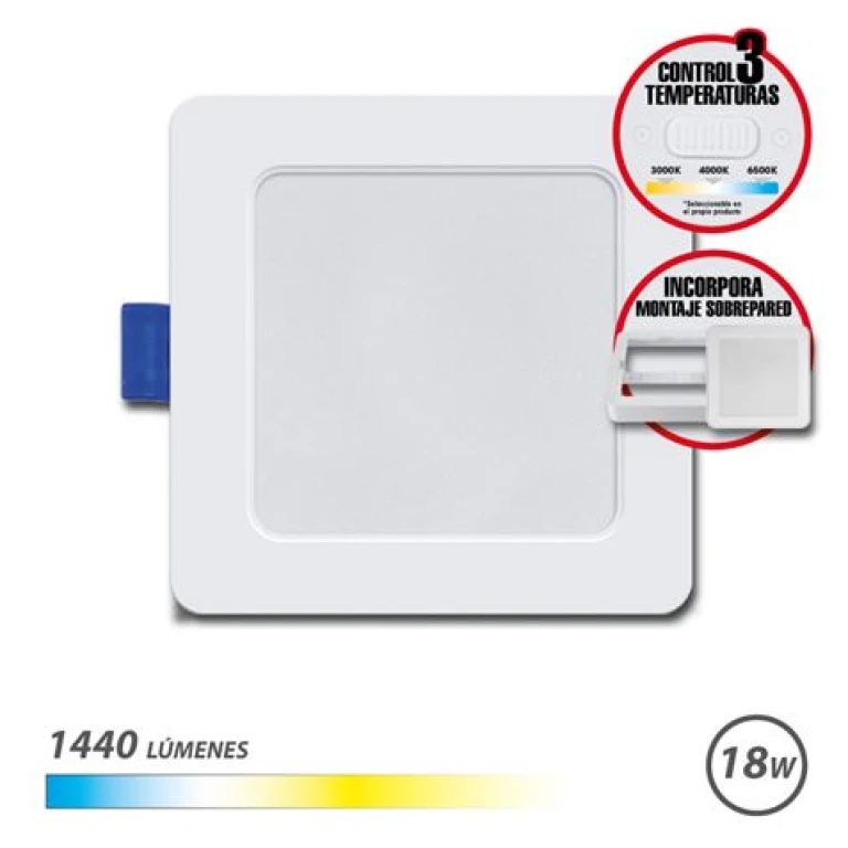 Thumbnail-Elbat Square Downlight 18W – 1440Lm – Seletor 3 Temperaturas + Sobre Parede – Cor Branco