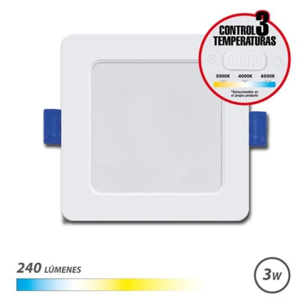 Thumbnail-Elbat Square Downlight 3W – 240Lm – Seletor 3 Temperaturas – Cor Branco