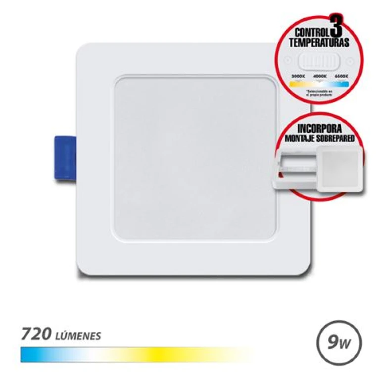 Thumbnail-Elbat Square Downlight 9W – 720Lm – Seletor 3 Temperaturas + Sobre Parede – Cor Branco