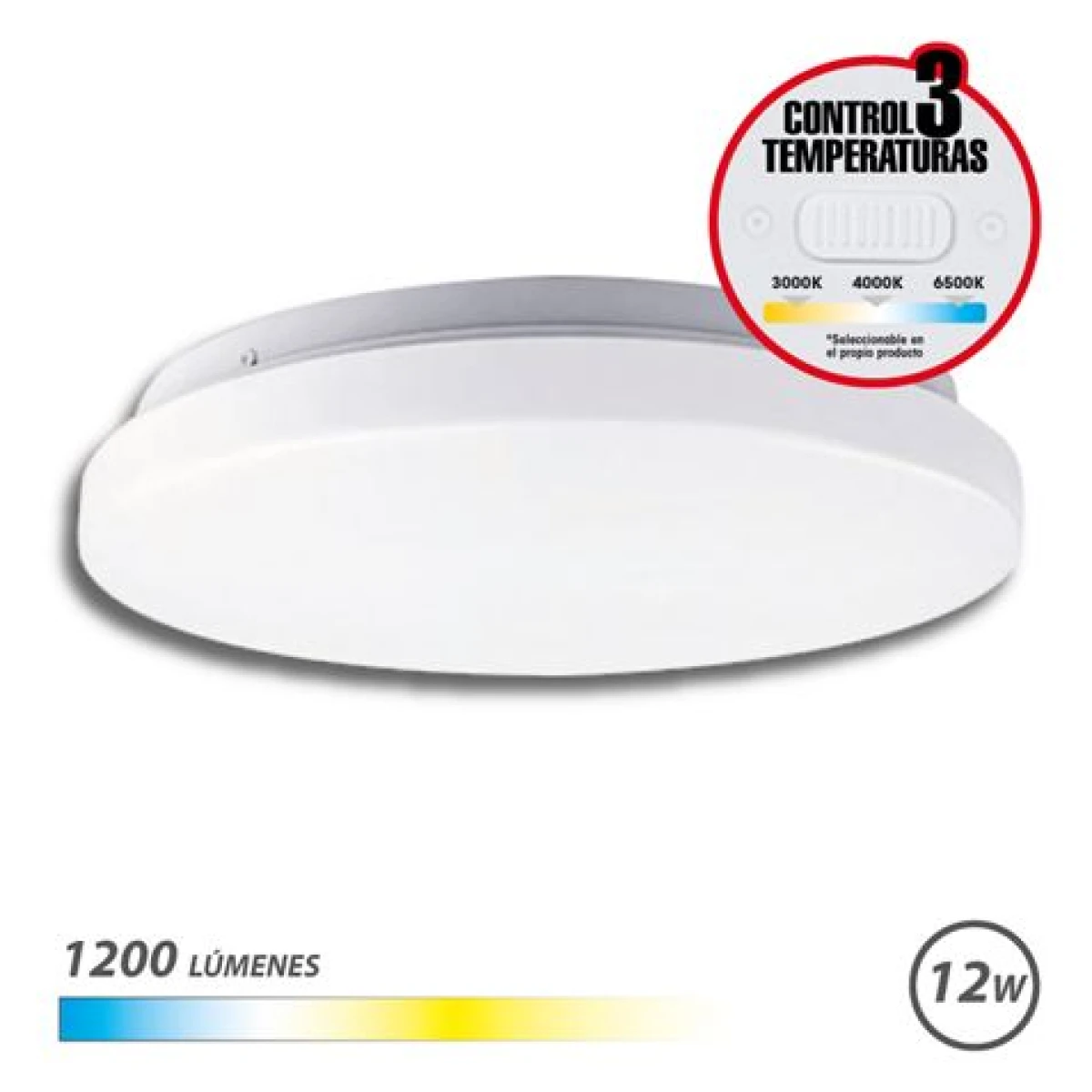 Thumbnail-Aplique LED redondo Elbat Techo 12W – 1200Lm – Seletor 3 temperaturas – Cor Branco