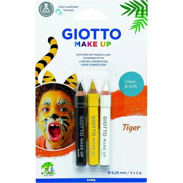 Thumbnail-Giotto Make Up Tiger Pack com 3 Lápis Cosméticos Tema Tiger – Lava com Água – Testado Dermatologicamente – Cores Sortidas