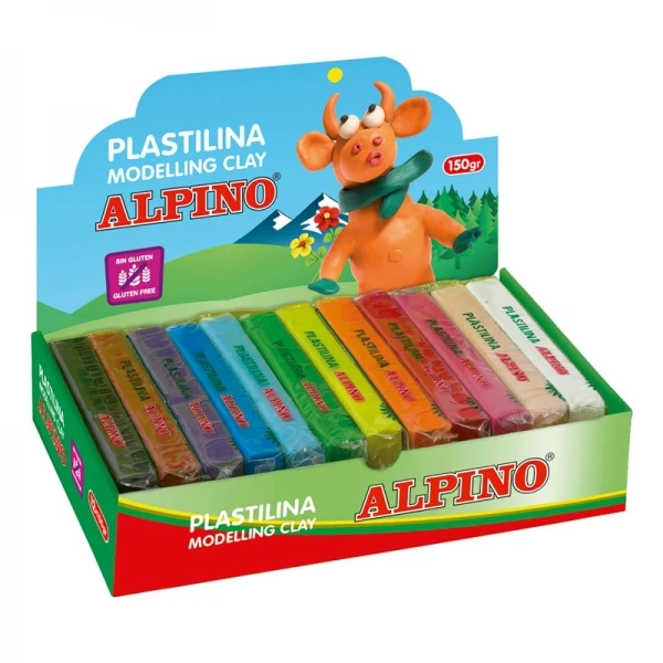 Thumbnail-Expositor Alpino de 12 Pastilhas de Plasticina 150gr – Muito Flexível – Pode ser Misturado – Sem Glúten – Cores Sortidas